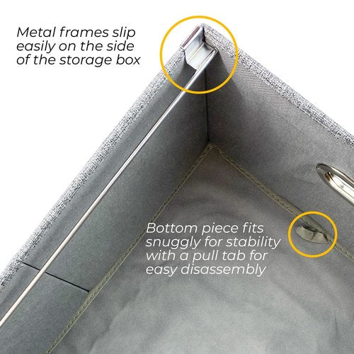 Alfion Hanging File Box 2-Pack | Portable Office Organizer with Lid, Handles, Metal Frame for Letter Size Folders (Gray)
