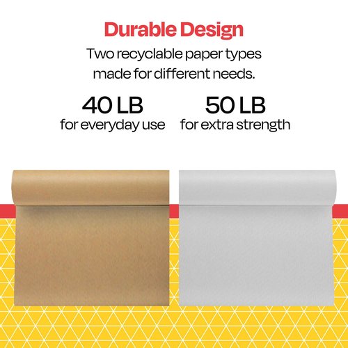 School Smart Butcher Kraft Paper Roll, 40 lb, 18 Inches x 1000 Feet, White