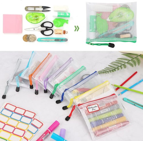 AOBOPLE Waterproof Mesh Zipper Pouches - 36pcs Colorful Organizing Bags for Travel & Office | 4.9x6.3 Inch