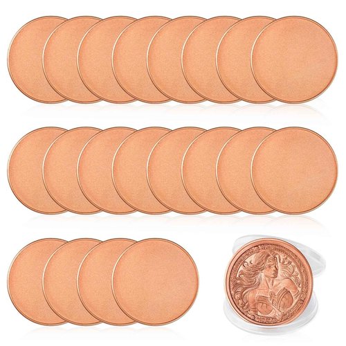 ComMarker 20 Pcs Copper Blank Challenge Coin,3mm Thickness Threaded Edged 40mm Engraving Blanks Coins,Acrylic Protection Box for Wedding DIY Crafts Engraving Travel Commemorative Collection Supplies