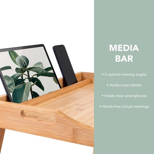 ROSSIE Home Extra Large Bamboo Bed Tray, Lap Tray, Lap Desk with Phone Holder - Fits up to 17.3 Inch Laptops and Most Tablets - Natural - Style No. 78127