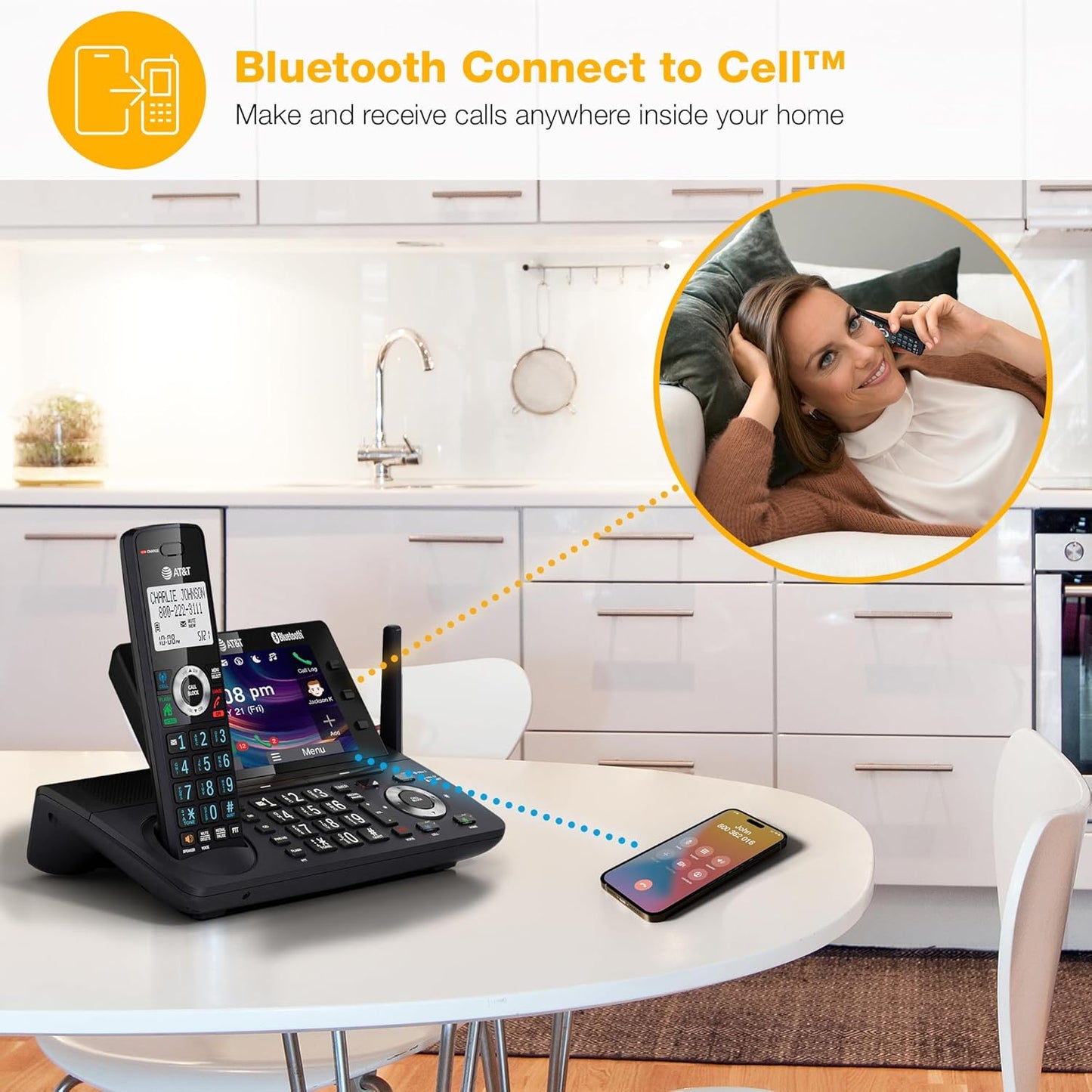AT&T Cordless Home & Business Phone - 4-Handset DECT 6.0 with Answering Machine & Bluetooth | 5" Color Display
