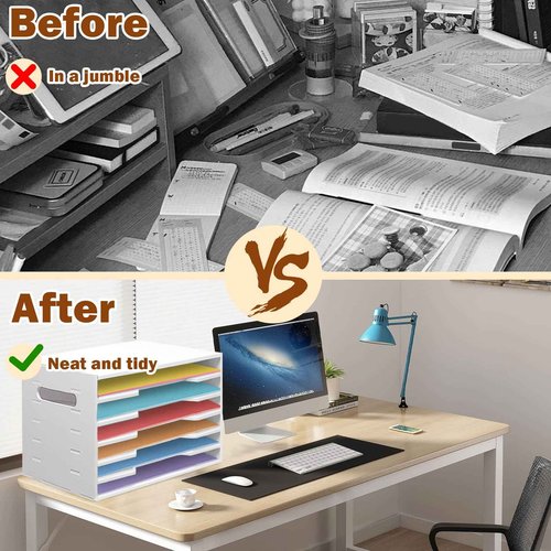 12x18 Construction Paper Organizer,6 Tier Construction Paper Organizer,File Sorter Storage,Large File Suitable for Home,School and Offices,White