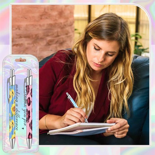 Yexiya 120 Pcs Sublimation Pen Blank Kit Heat Transfer Ballpoint Pen with Shrink Wrap Pouch Bag Holographic Thank You Card Personalized Gift for Christmas DIY Favor Office School Stationery Supply
