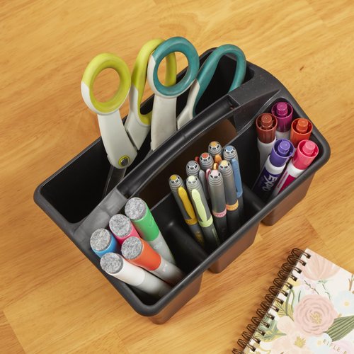 ECR4Kids 4-Compartment Small Caddy, Storage Organizer, Black, 6-Pack