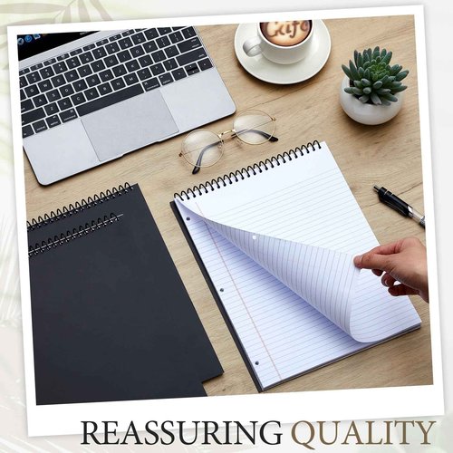 MotiMind 10 Packs 8.5" x 11" Top Spiral Notebook with 3 Hole Punched Legal Pads College Ruled Notepad 50 Sheets Hard Cardboard Paper Wirebound Notepad for Office School Business (White)