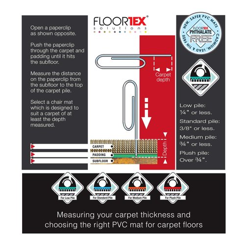 Floortex® Valuemat® Vinyl Lipped Chair Mat for Hard Floor - 48" x 51"