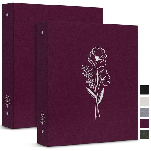 Lanpn Aesthetic 3 Ring Binder 6 Packs, Linen Hardcover 1 inch Round Rings Folder Holder Planner Fits Letter Size 8.5” x 11" Paper for Office School Journaling Collections (Purple)