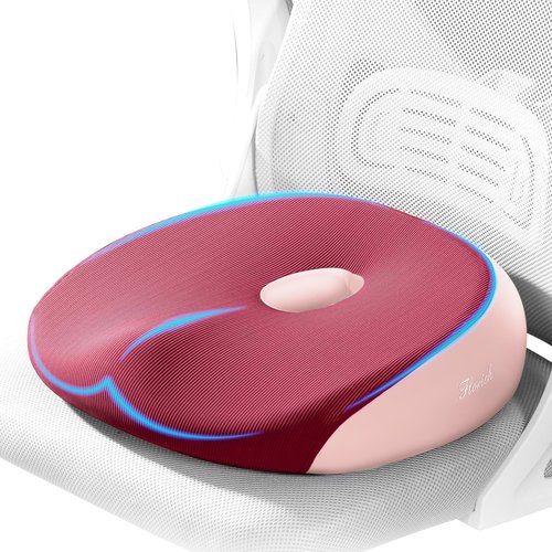 FLORICH Seat Cushion, Memory Foam Cushion for Office Chair, Ergonomic Office Seat Chair Cushion for Relieving Sciatica, Soft & Breathable Car Seat Cushion - Pink