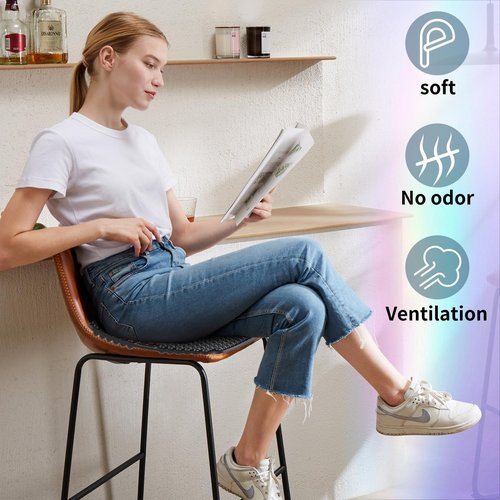Suzii 3D Airflow Silicone Seat Cushion - Comfy Ergonomic Support for Office Chair, Car, Wheelchair, Truck | Breathable, Easy to Clean, Travel Gift (Black) (Black)