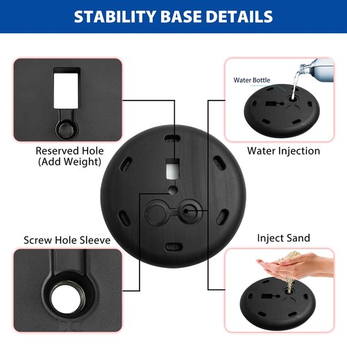 VAIIGO 11x17 Inch Adjustable Pedestal Poster Sign Stand, Heavy Duty Floor Standing Sign Holder Stand Aluminum Snap Open Frame for Vertical and Horizontal View Sign Displayed (Black, Round)