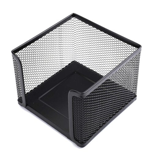 Suwimut 4 Pack Mesh Memo Holder, 4 x 4 Inch Black Metal Mesh Sticky Note Dispenser Cube Memo Pad Holder for Pen, Pencil, Paperclip, Thumbtack, Desk Organizer for Office Home School