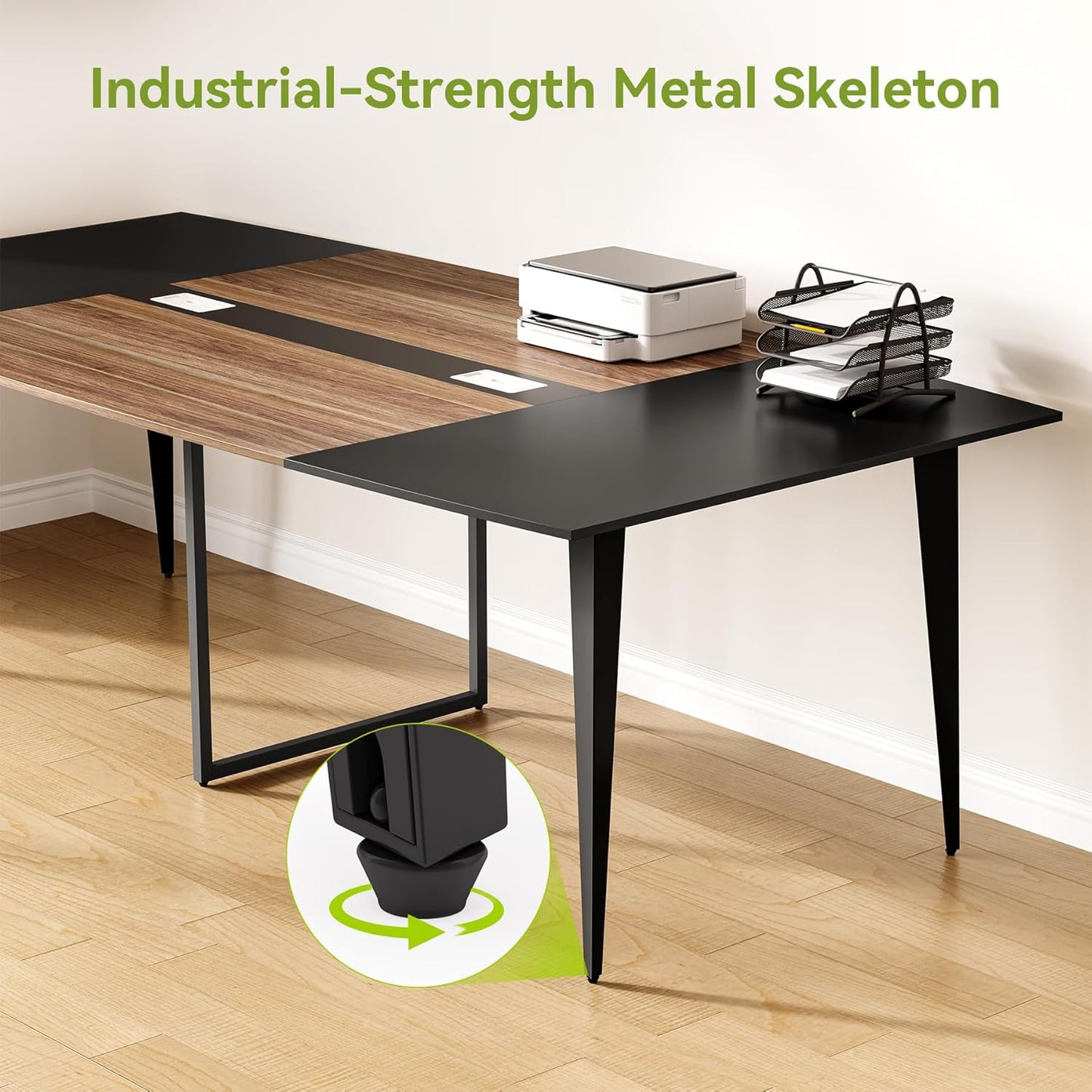 LITTLE TREE 6 FT Conference Room Table, 70.86L x 35.43W x 29.52H Inches Boat Shaped Meeting Seminar Boardroom Table