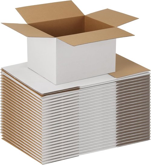 EXYGLO Shipping Boxes - 15 Pack White Corrugated Cardboard for Small Business | 12x10x8 Inches