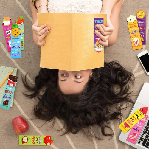 Eersida Scratch and Sniff Scented Bookmarks - 120 Assorted Fruit & Food Themes for Kids & Teens