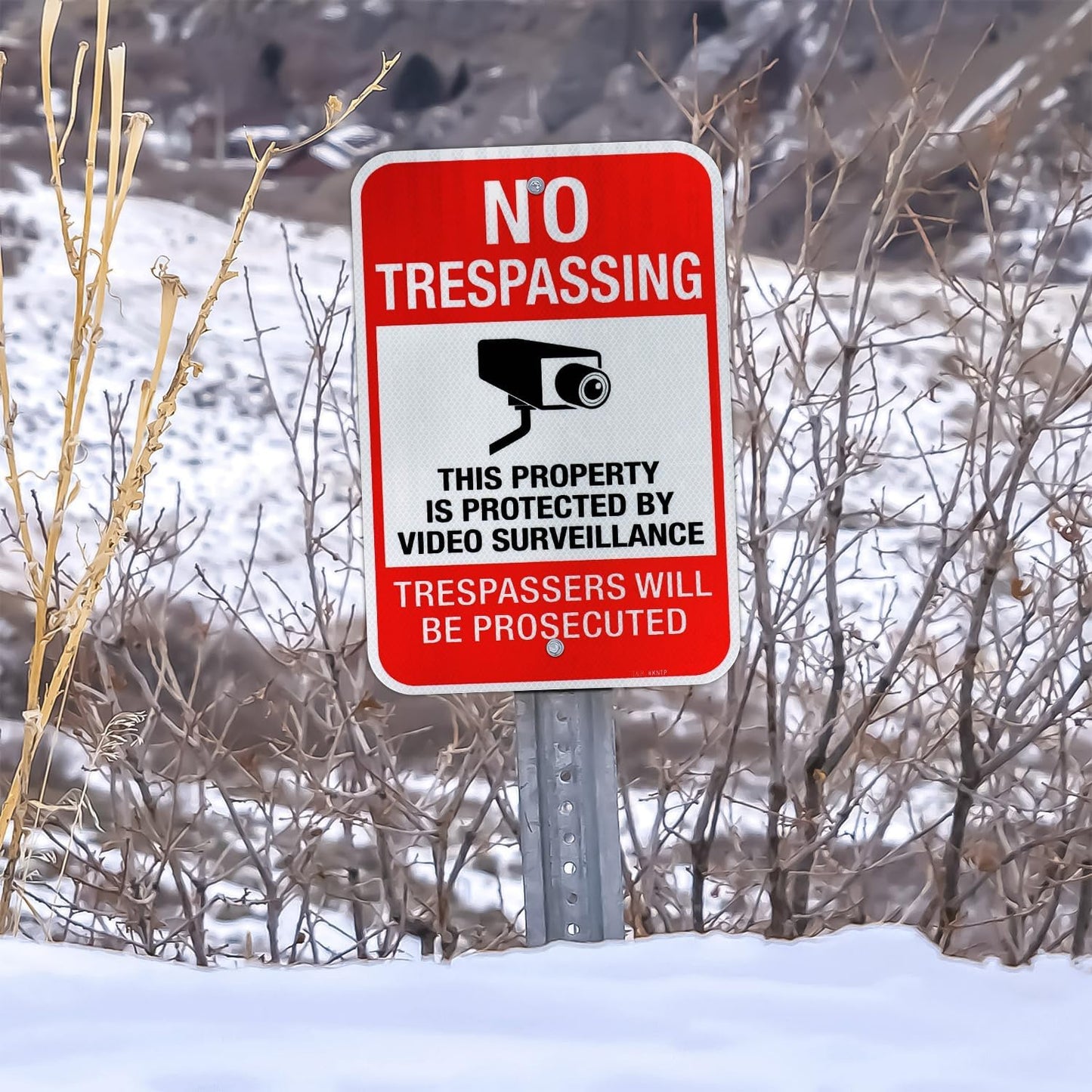 T&R No Trespassing Sign - Video Surveillance Alert | 18" x 12" Rust-Free Aluminum, Reflective, Weather Resistant