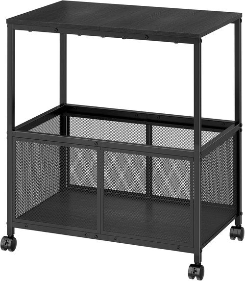 Regine Switzerland Lateral File Cabinet - Mobile Rolling File Cart with Wheels | Black Home Office Organizer
