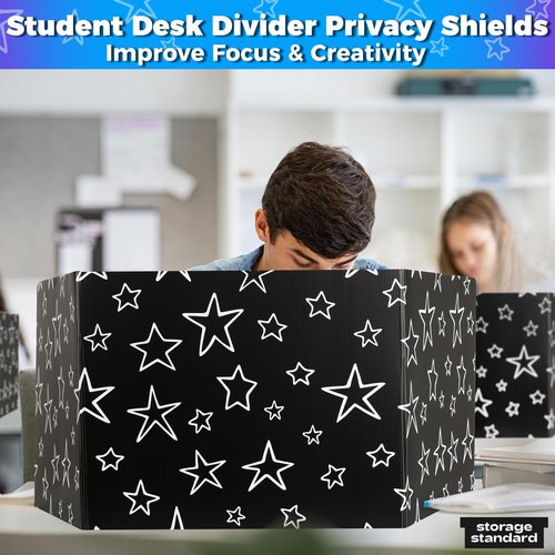 22-Pack Desk Dividers for Students - Star, Durable & Waterproof Plastic Study Carrel Divider, Classroom Folders Teacher Supplies, Easy-to-Clean Plastic Privacy Shield Folder Boards for Student Desks