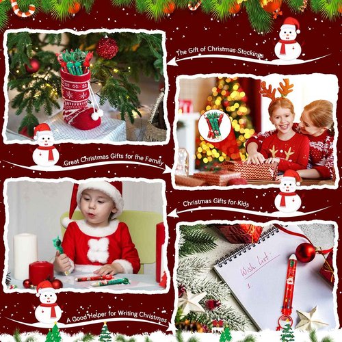 Queekay 36 Pcs 10 in 1 Multicolor Ballpoint Pens - Retractable Christmas Pens for Office, School, Children(Santa Style)