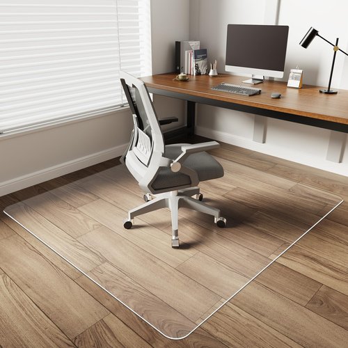 YSAGi Office Chair Mat for Hardwood Floor，48""X53"" Non-Slip Computer Chair Mat，Desk Floor Mat，Easy Glide Office Floor Mats for Rolling Chairs Carpet, Clear Floor Mat for Office Home Chair, 202405