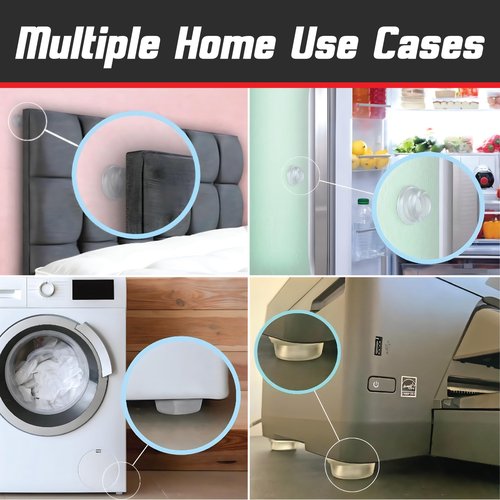 Door Stopper Wall Protector [4 Pack] - Clear Self Adhesive Rubber Door Bumpers. Prevent Damage to Walls from Door Knobs Handles - Door Stop