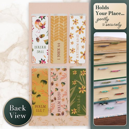 Christian Art Gifts Magnetic Scripture Bookmark Set - Inspirational Fall-Themed Bible Verse Page Markers, Set of 6 (2.3” x 0.8”)