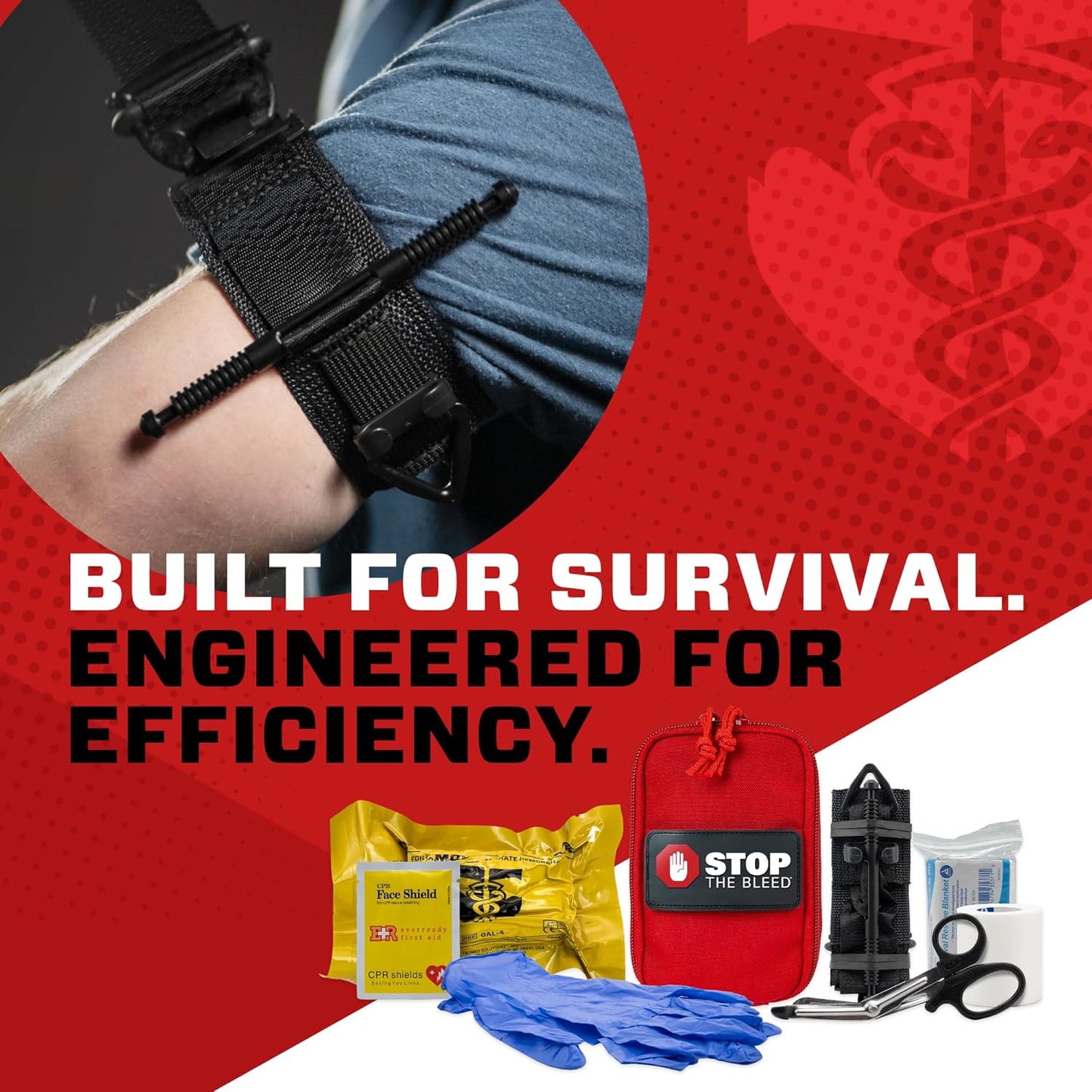 TacMed Solutions Stop The Bleed Kit - Essential Hemorrhage Control with Tourniquet & Bandage, Red Nylon Pouch