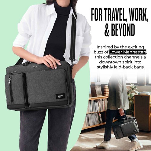 Solo New York Urban Carrying Case (Briefcase) for 15.6" Notebook - Gray, Black, 12.5" x 17" x 5" (UBN310-10)