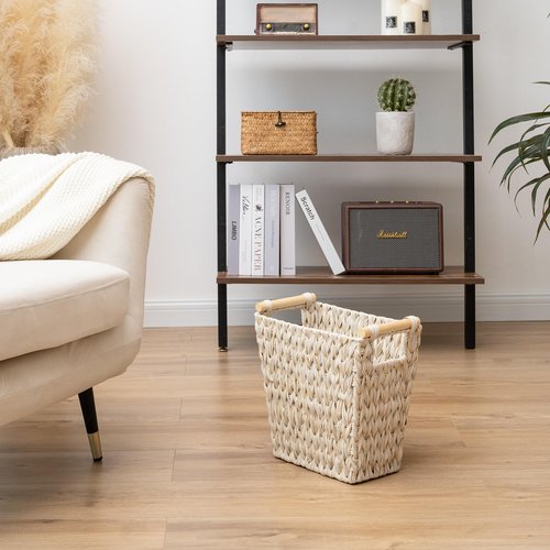 GRANNY SAYS Bundle of 2-Pack Small Waste Basket for Rubbish & 2-Pack Wicker Shelf Baskets