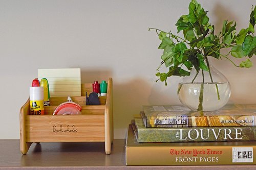 Bookaholic Desk Organizer 3 Tier Bamboo Desk Storage for Office Supplies, Toiletries, Crafts, Great for Desk, Vanity, Tabletop in Home or Office