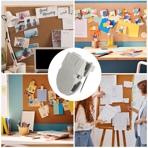 OXOB 24pcs Cubicle Clips for Fabric Walls, Plastic Stainless Steel Push Pin Clips Fabric Panel Pins Cubicle Hooks Accessories for Hanging Photos, Notes, Memos, Data Cables (Gray)