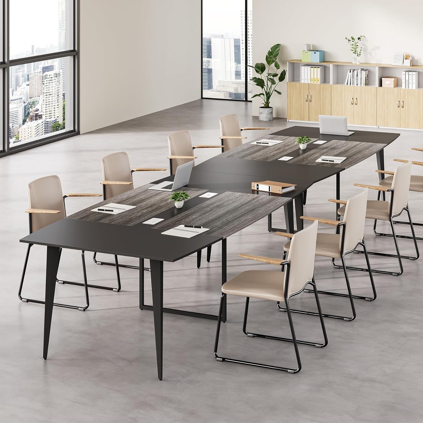LITTLE TREE 6 FT Conference Room Table, 70.86L x 35.43W x 29.52H Inches Boat Shaped Meeting Seminar Boardroom Table