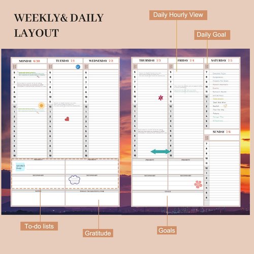 CAGIE Planner 2025-2026 for Women, July 2025-June 2026 Calendar Planners Weekly and Monthly 8.5 x 11 Large 25-26 Hourly Daily Yearly Academic Agenda with Stickers Hardcover