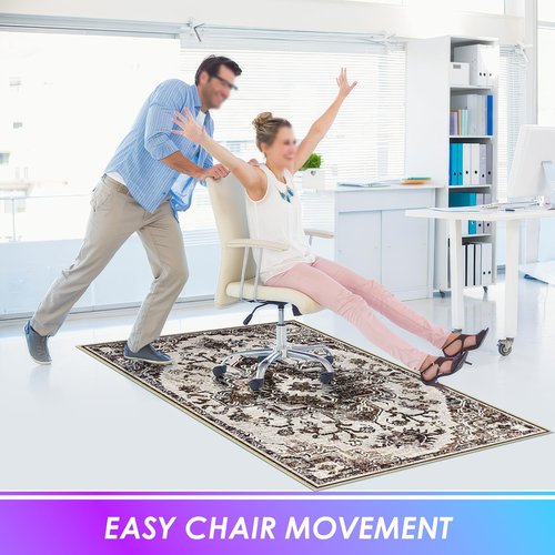 Kuyal Office Chair Mat for Hardwood Floor, 48 x 60 inches, Modern, Beige Brown