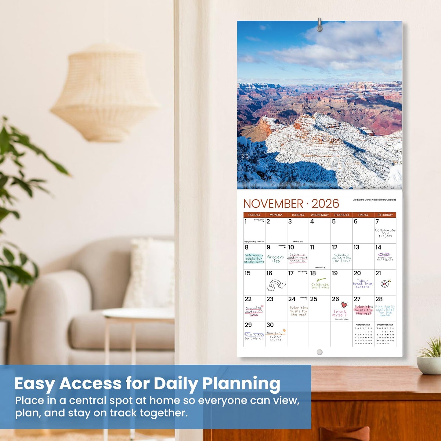 2026 Calendar, National Park Seasons 2026 Wall Calendar Starts from January 2026, 11.6 x 24 Inches (Opened), Monthly Wall Planner Hanging with Premium Paper, Ideal for Office or Home, Giftable Present