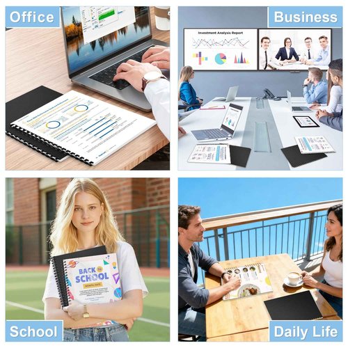 HOUYEE 120 Pack Binding Covers Set, 8.5x11 Inches, Including 60 Pcs 12 Mil Sand Plastic Texture, 60 Pcs 10 Mil Clear Binding Covers