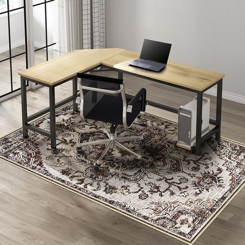 Kuyal Office Chair Mat for Hardwood Floor, 48 x 60 inches, Modern, Beige Brown