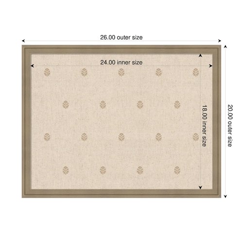 Kate and Laurel Framed Fabric Pinboard - Beige Botanical Print | 26 x 20 Classic Bulletin Board