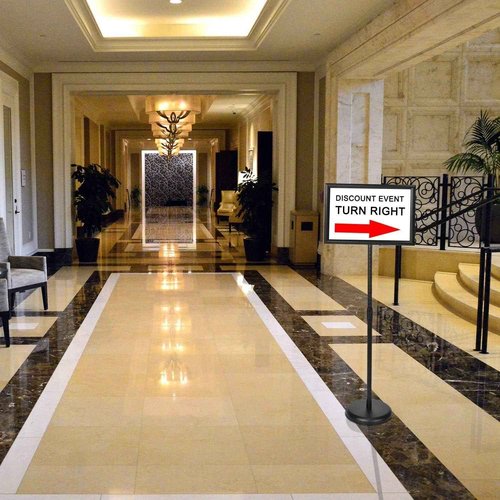 KOOV Sign Holder 11x17 inch-Adjustable Sign Stand for Display, Floor Standing Sign Holder Stand, Pedestal Heavy Duty Poster Stand with Round Base for Display, Advertisement, and Outdoor (2Pack)