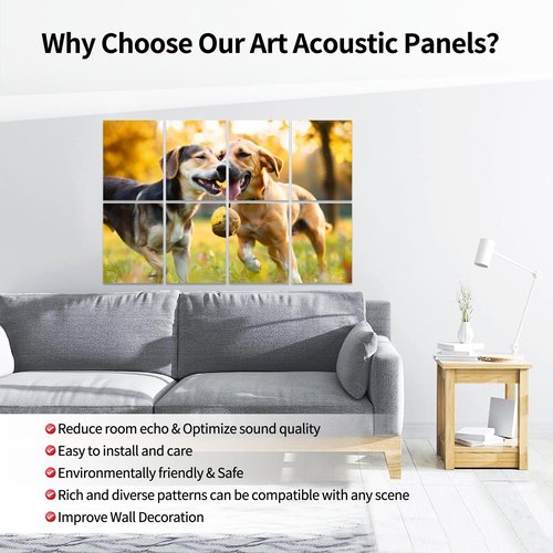 Art Acoustic Panels lovely dog portrait public park Dog Playful Playing Animals Public Acoustical Soundproof Wall Panel with Self-Adhesive Decorative Sound Absorbing Panel Acoustic Treatment