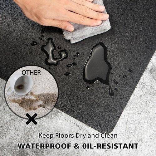 Vinyl Floor Mat for Home, Black Waterproof Area Mat for Under Dining Room Table, Sturdy Plastic Rug Protector for Kitchen, Living Room, Yard, Garage, Large Baby Play Mat (8'×10')