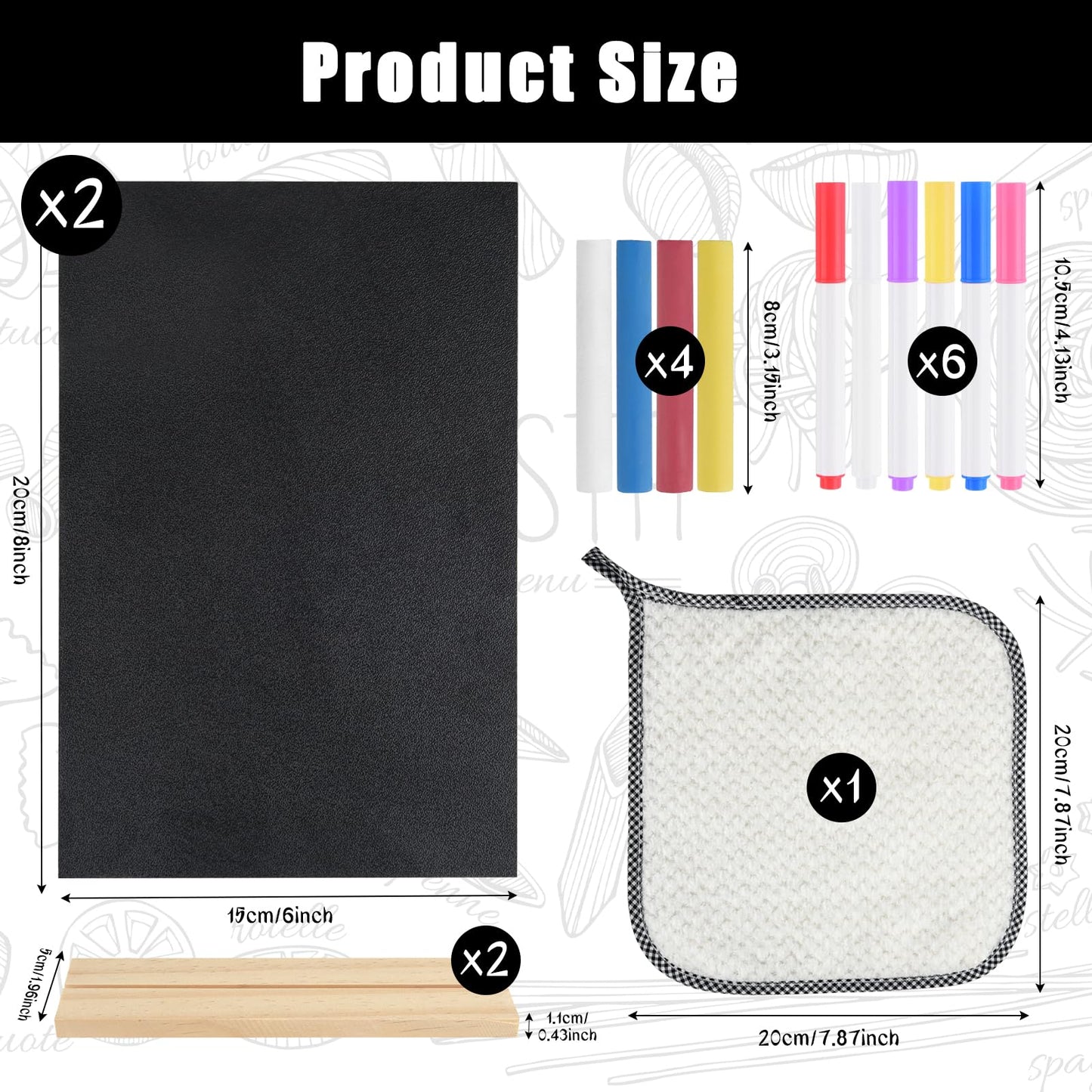 BOUBONI 2 Pack Small Chalkboard Signs with Wood Stand 6 x 8 inch Tabletop Chalkboard Sign Double-Sided Message Menu Boards for Kitchen Wedding Bar and Restaurant