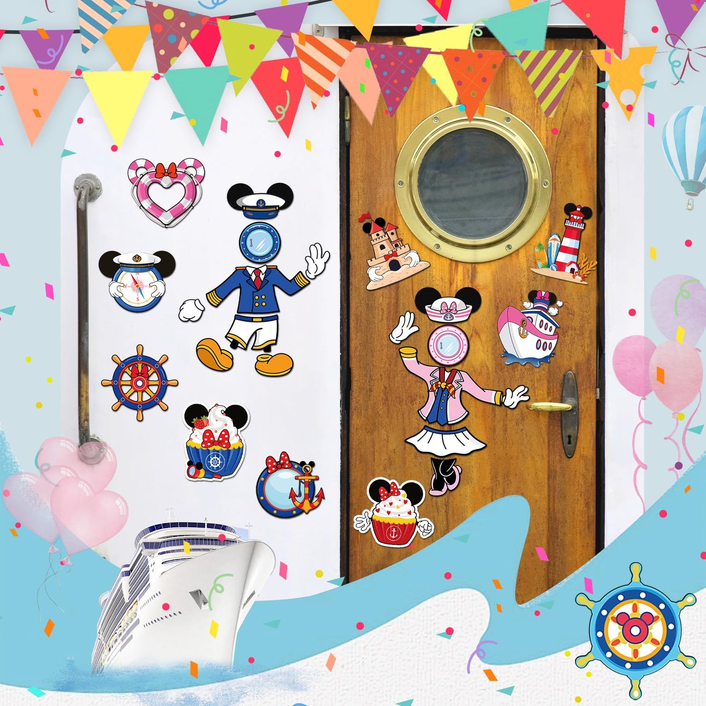 RiVolTa Mouse Cruise Door Magnets - 24 Pcs Cute Ship Cabin Decorations Magnetic Stickers Personalized Funny Cartoon Animal Anchor Stateroom Decals Carnival Birthday Holiday Party Accessories Car Decor