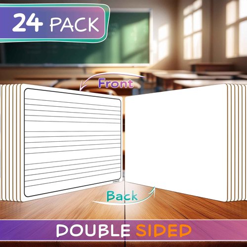 SCRIBBLEDO 24 Pack Dry Erase Music Staff White Boards 9" X 12 Inch Lapboard Double Sided Musical Notes whiteboard for Kids Students, Musicians and Home Erasers Included