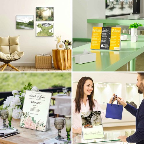 NPPLUS 8.5×11 Acrylic Sign Holder, Clear Table Menu Sign Holder (8.5×11 Inches, White, 12)