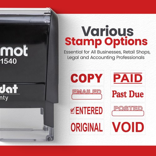 Promot Paid Stamp Self Inking - for Office, Accounts Payable Stamp - Rubber Stamps for Retail Use, Red Ink, Self Inking for Business Supplies, Paid Stamper