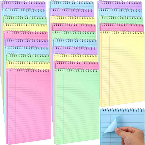 Humyoun 25 Pack Pastel Colored Legal Pads Top Bound Spiral Notebook College Ruled Steno Pads 8.5 x 11, 5 x 8 Inch Hard Cardboard Paper Notepad for Office School (8x11 Inch)