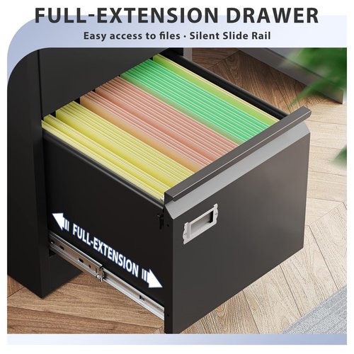 Anxxsu 4 Drawer File Cabinet, Filing Cabinets for Home Office, Metal Vertical File Storage Cabinet with Lock, Locking File Cabinet for A4 Legal/Letter, 15" W x 17.7" D x 50.1" H, Assembly Required