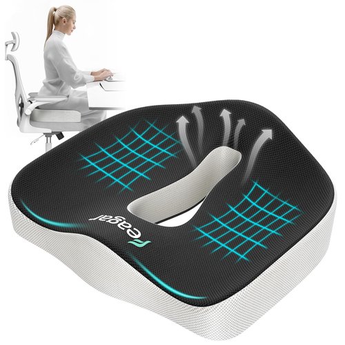 Feagar X Large Memory Foam Seat Cushions for Office Chairs Desk, Gaming Chair Cushion Tailbone Pain Relief Mesh Pads Extra Dense Hip Sciatica Car Seat Cushion for Long Sitting Hours