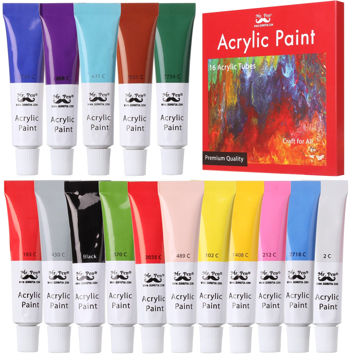 Mr. Pen- Acrylic Paint Set, 16 Vibrant Colors, 0.4 oz/12 ml